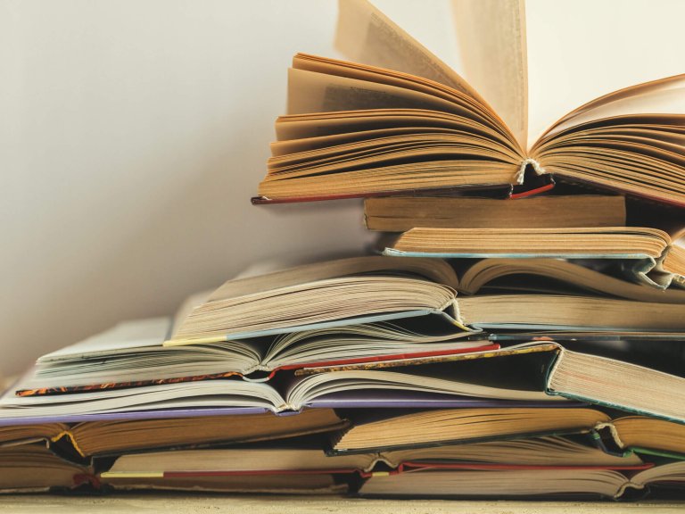 Composition with books on the table